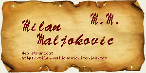 Milan Maljoković vizit kartica